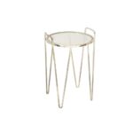 cappuccino end tables accent the clear litton lane sasha round table glass with metallic silver tapered and curved legs large clock oak side rustic coffee toronto console dinette 150x150