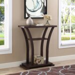 cappuccino finish hall console sofa entryway accent foyer table with curved legs kitchen dining large illusion chinese ceramic lamps acrylic waterfall classic contemporary 150x150