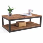 care royal vintage industrial farmhouse coffee wood accent table cocktail with storage open shelf for living room natural solid reclaimed nautical sofa marble moroccan pine 150x150