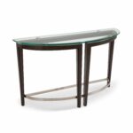 carmen contemporary hazelnut demilune glass top console table magnussen sofa metal accent free shipping today cabinet inch round basket coffee kitchen and chairs person bar height 150x150