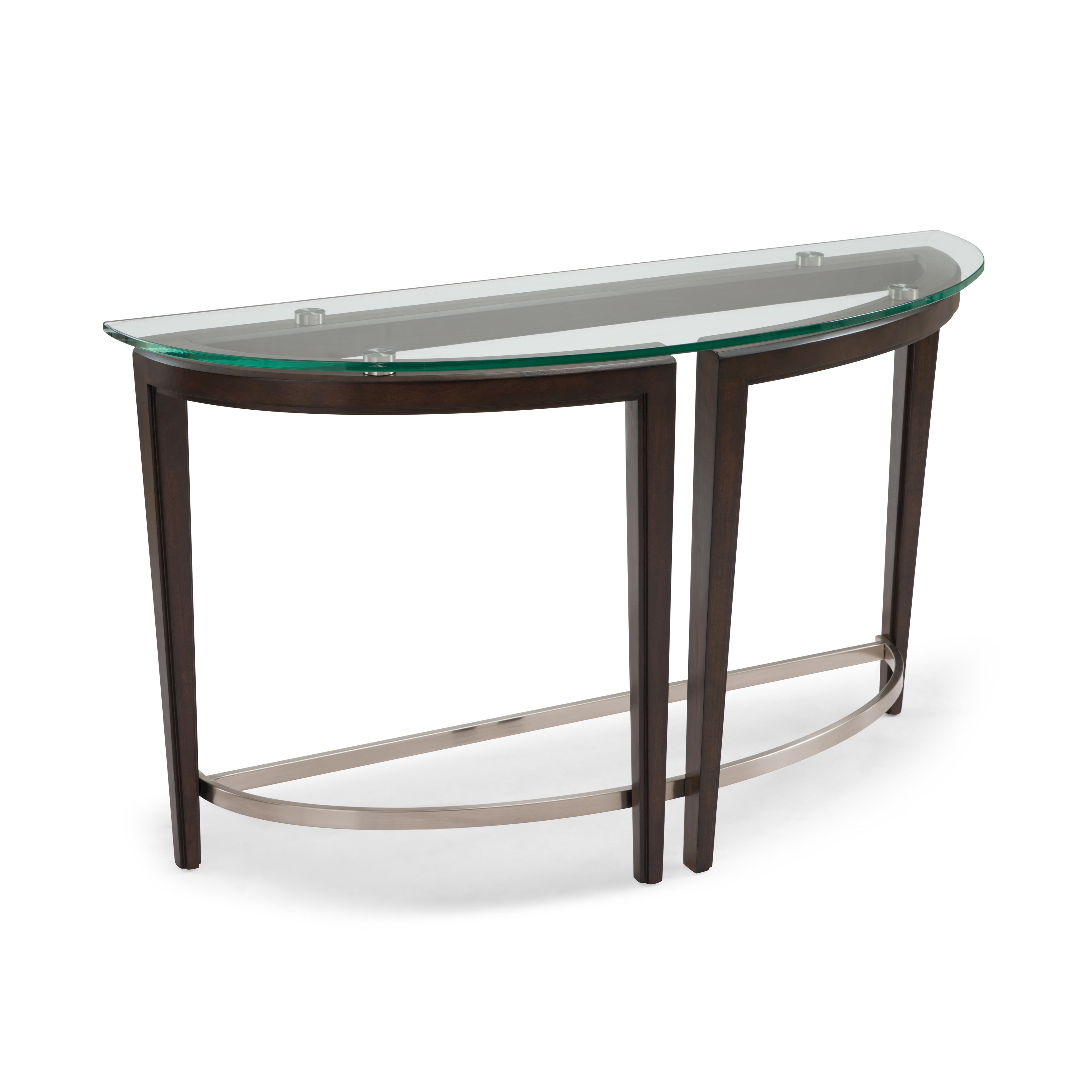 carmen contemporary hazelnut demilune glass top console table magnussen sofa metal accent free shipping today cabinet inch round basket coffee kitchen and chairs person bar height