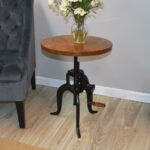 carolina cottage regan chestnut and black end table beautiful multi step finished top powder coated textured frame tables accent household decorative items rose gold placemats 150x150
