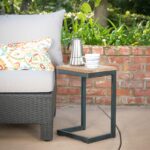 caspian outdoor wood shaped side table christopher knight home shape acrylic accent free shipping today cherry brown coffee mahogany nest tables piece nesting set black wrought 150x150