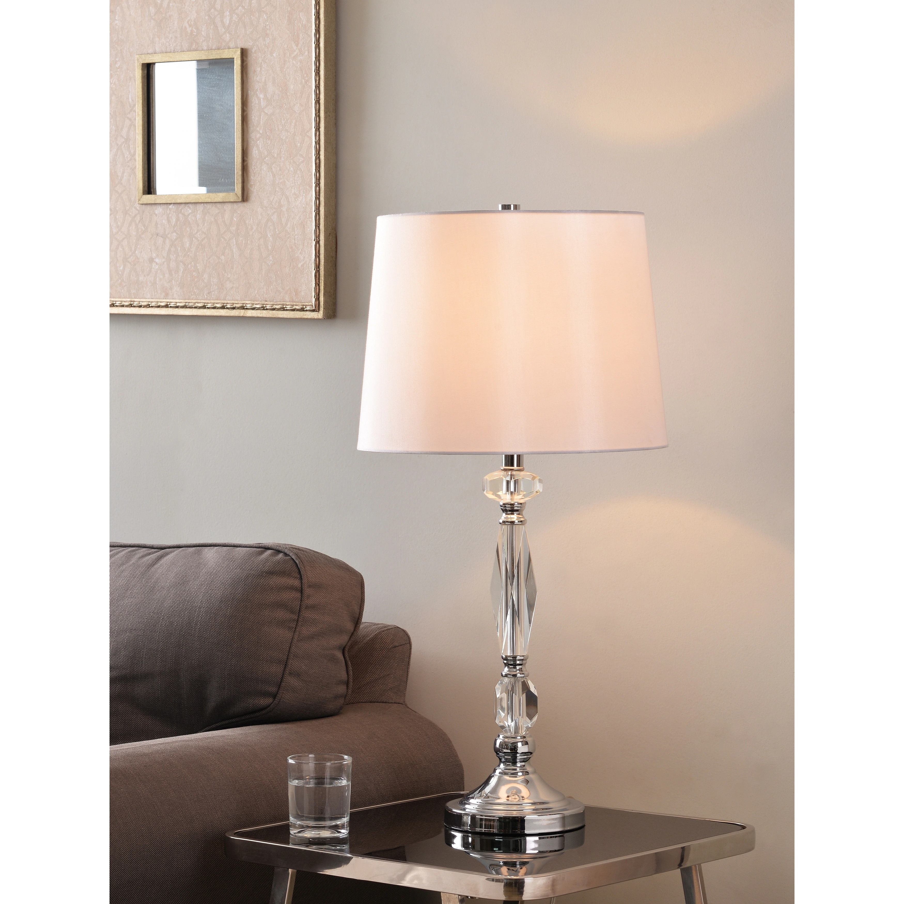 caspian table lamp chrome with crystal accents design craft finish accent free shipping today french furniture square tablecloth sizes round patio cocktail linens support mirror