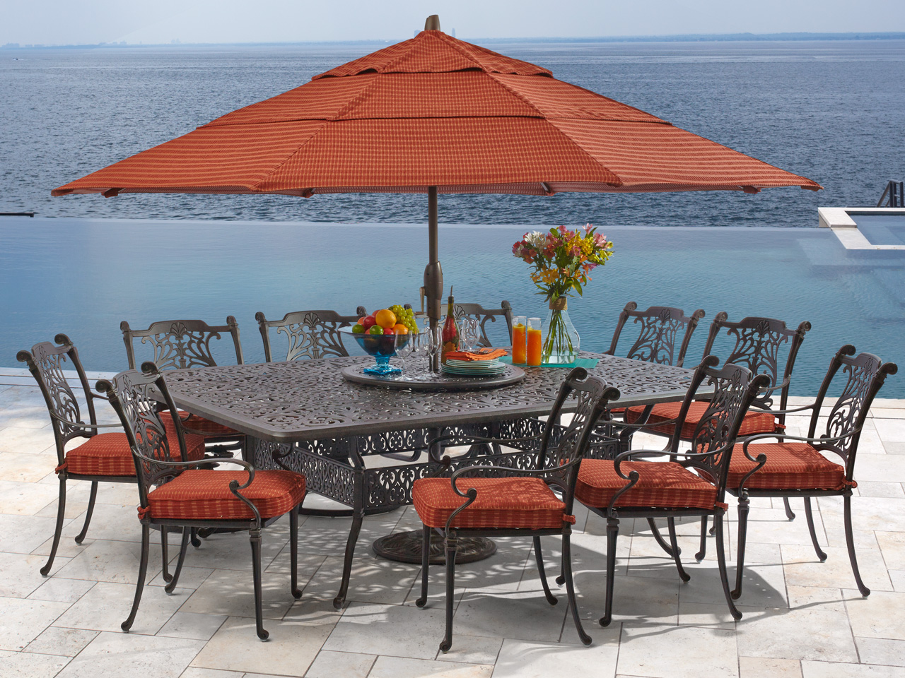 cast aluminum fortunoff backyard naplesdining outdoor umbrella accent table naples dining set small end ideas recliner side tiffany butterfly lamp sets edmonton painted tables