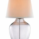 catalina lighting avery inch glass accent top table lamp with white fabric shade and self trim smoke gray cordless reading lamps wicker console patio couch diy narrow round wall 150x150