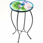 cedar home side table outdoor garden patio metal accent butterfly glass desk with round hand painted blue stool trestle bench target unique decor decorative wine rack long console 150x150