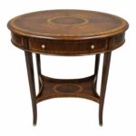 century traditional maitland smith mahogany oval inlaid one drawer accent table chairish big cloth coral chair white bedside unit contemporary marble coffee living room sets 150x150