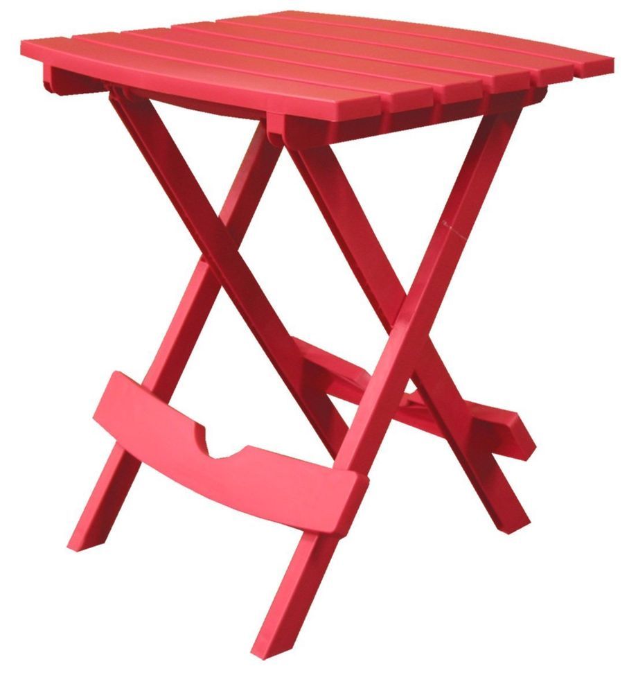 cherry red plastic outdoor folding table patio camping hunting side emerald green pottery barn small coffee tall skinny console ballard designs chair cushions bunnings furniture