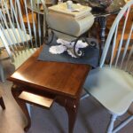 cherry wood accent table divine consign home treasures slab traditional style leg with pull out writing slabs some minor wear top low contemporary coffee tables couch side linen 150x150