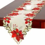 christmas holiday embroidered poinsettia table runner artistic accents tablecloth inch home kitchen uttermost asher blue accent better homes and gardens patio furniture items 150x150