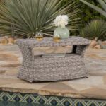 christopher knight home berkeley outdoor aluminum wicker side table prod with umbrella hole grey pottery barn kids desk white metal round patio target garden stool adjustable 150x150