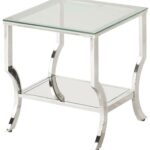 chrome and tempered glass end table coaster furniture drum white accent pedestal metal small drummer stool adjustable height black contemporary tables ashley with drawers kartell 150x150