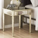 clara antique gold drawer mirrored end table inspire bold faceted accent with glass top free shipping today pineapple lights slim side furniture brass coffee normande lighting led 150x150