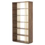 clarissa modern classic shelf brown wood gold cage accent bookshelf product metal table kathy kuo home end tables furniture lamp designs tall dining set coffee styling illusion 150x150