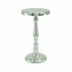 classic modern pedestal accent table polished chrome white from gardner furniture clock end whole tablecloths for weddings rustic dining centerpieces tall slim lamp hardwood 150x150