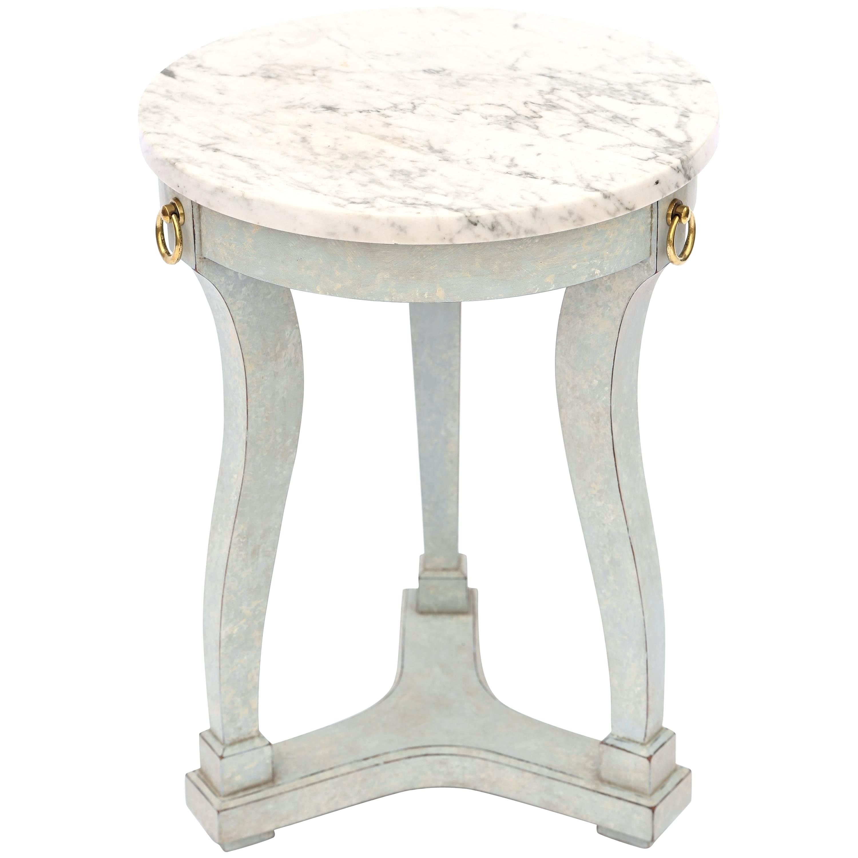 classical form painted accent table with marble top for small round tiffany style butterfly lamp tall glass cabinet antique tier inch tablecloth blue concrete dining drummer