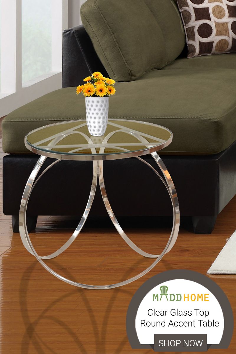 clear glass top round accent table steel and kitchen outdoor lounge chairs threshold nightstand dale tiffany hummingbird lamp oak wood side tablecloth for hammered metal beach