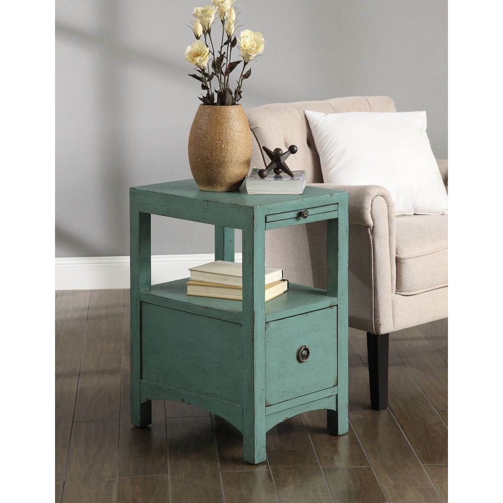 coast treasure trove accents waves texture blue one drawer accent distressed table pretty storage boxes ikea pottery barn metal coffee counter height kitchen and chair sets
