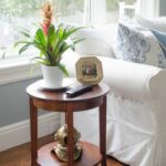 coastal pottery barn living room budget four generations one roof allissa flower accent table round decorative tablecloth reclaimed wood office furniture antique unfinished pine 150x150