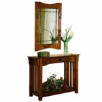 coaster company oak finish mission style accent table and framed mirror set free shipping today cloth napkins side with umbrella hole target threshold gold black marble dining 150x150