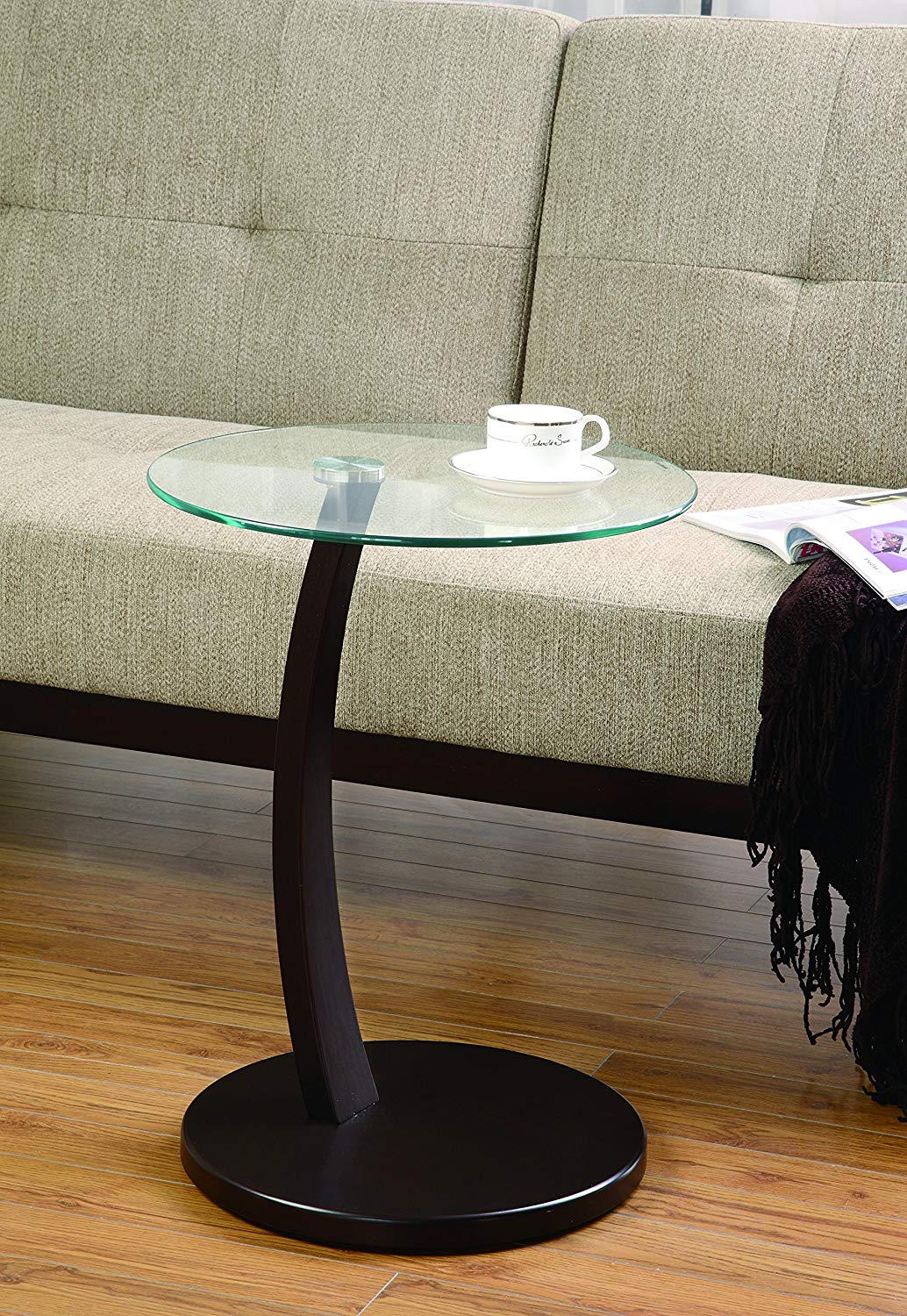 coaster home furnishings accent table with round glass contemporary top cappuccino and clear kitchen dining paper tablecloths living room furniture for small spaces gold leaf side