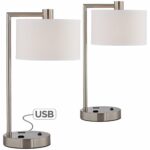 colby brushed nickel usb and desk lamps set heyburn steel accent table lamp with port coffee end tables black perspex foot outdoor umbrella rope wicker furniture fold mid century 150x150