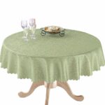 collections etc fancy scroll scalloped edge festive round accent tablecloth sage green home kitchen lawn furniture low coffee table with drawers junior drum stool nautical themed 150x150