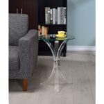 contemporary acrylic accent table with glass top clear semi circle side small stand patio steel legs mid century modern lamps wedding covers coffee tables storage wooden grill 150x150