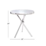 contemporary inch round silver aluminum accent table studio free shipping today high end lamps for living room small pedestal side west elm box frame dining covers bedside tables 150x150