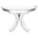 contemporary modern half round mirrored accent table with glass top furniture and cross legs ideas silver shelves small end large mirror ikea gold side burl coffee wood vanity 150x150