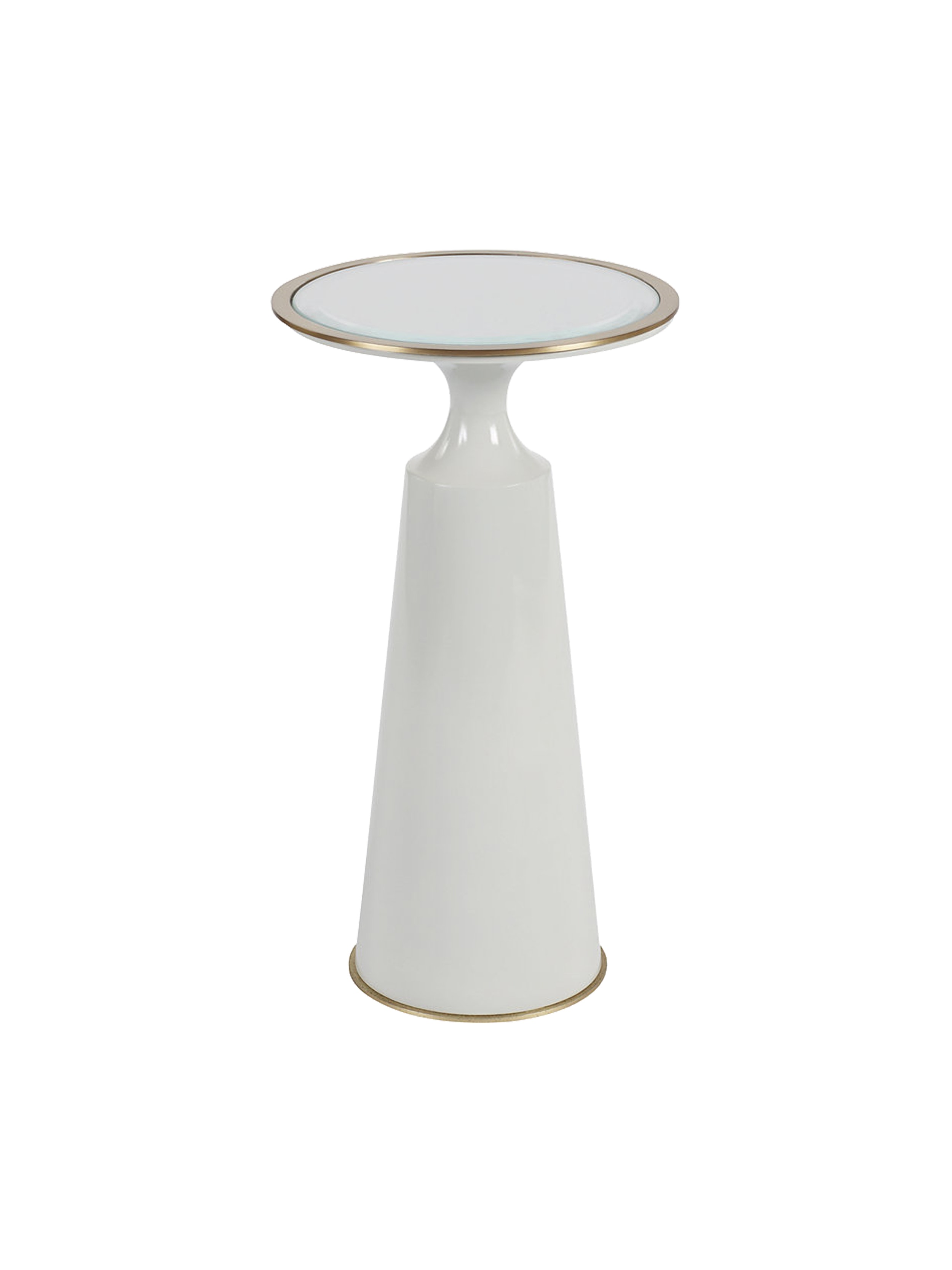 contemporary round accent table with bronze trim putnam mason furniture tables side end glass metal industrial transitional dering hall wood coffee frame white lamp drum throne