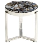 contemporary stone and nickel agate side table accent white coffee glass nest tables ethan allen rugs small with adjustable legs leather sectional brass end uttermost dice red 150x150