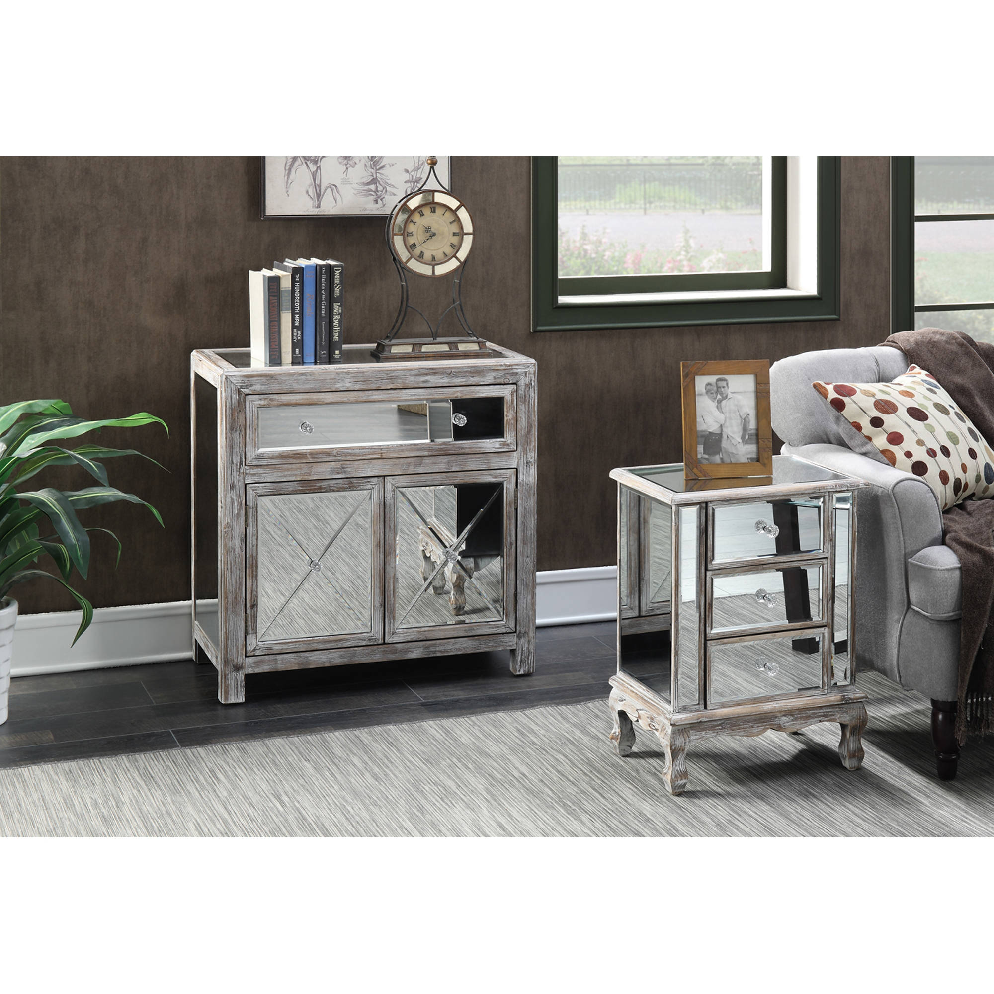 convenience concepts gold coast vineyard drawer mirrored end table target patio storage accent unique home decor glamorous bedside tables cocktail and side dale tiffany leilani