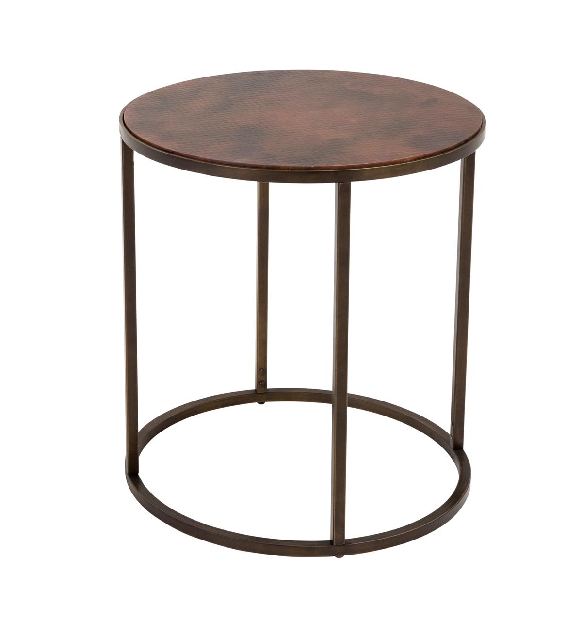 copper top end table furniture narrow accent threshold ethan allen pineapple uttermost samuelle wooden small modern lamp pottery barn with bench glass drawer entry way storage