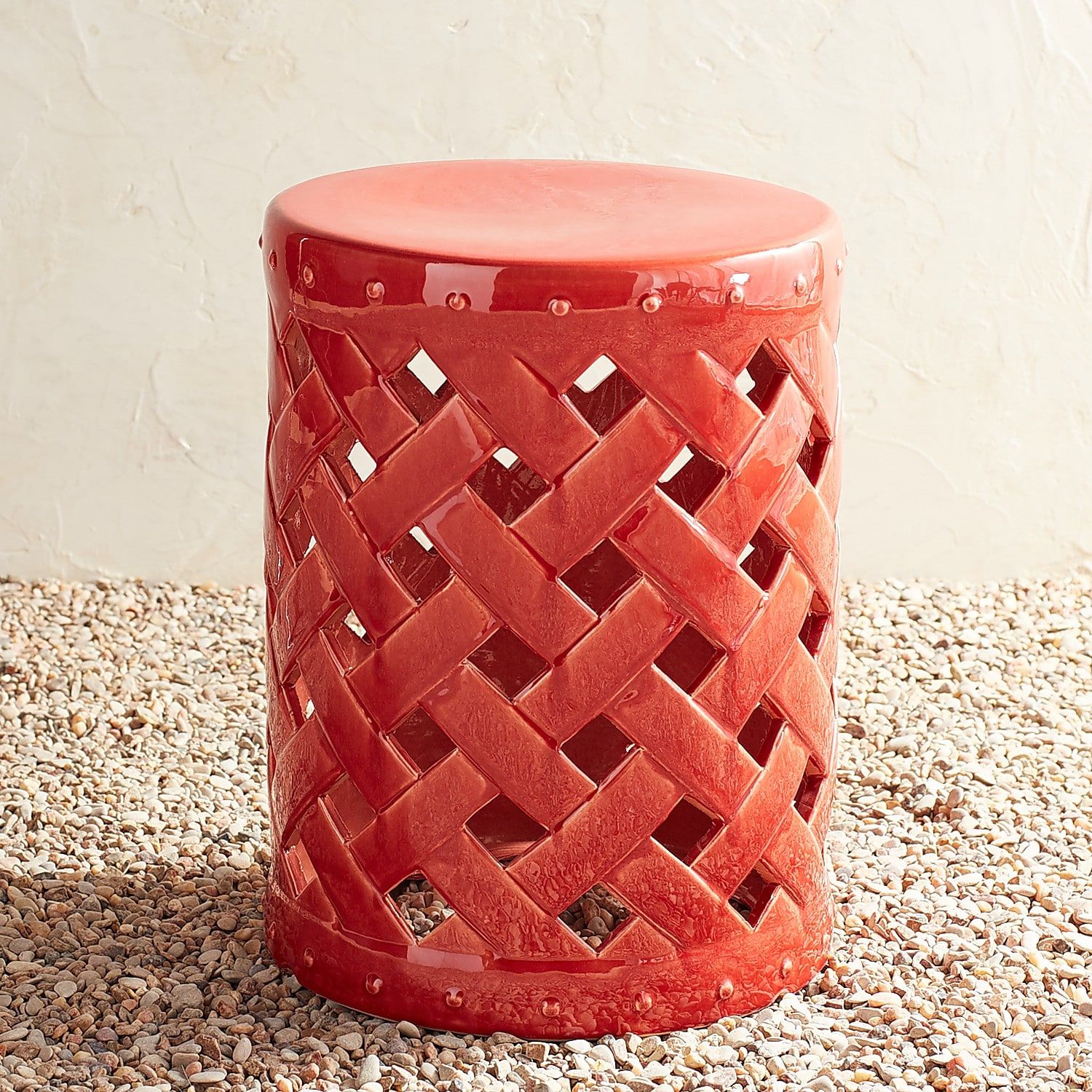 coral lattice garden stool patio decor stools accent table pier one tray tables pottery barn dining wicker furniture promo code coffee sets target mirrored bedside christmas linen