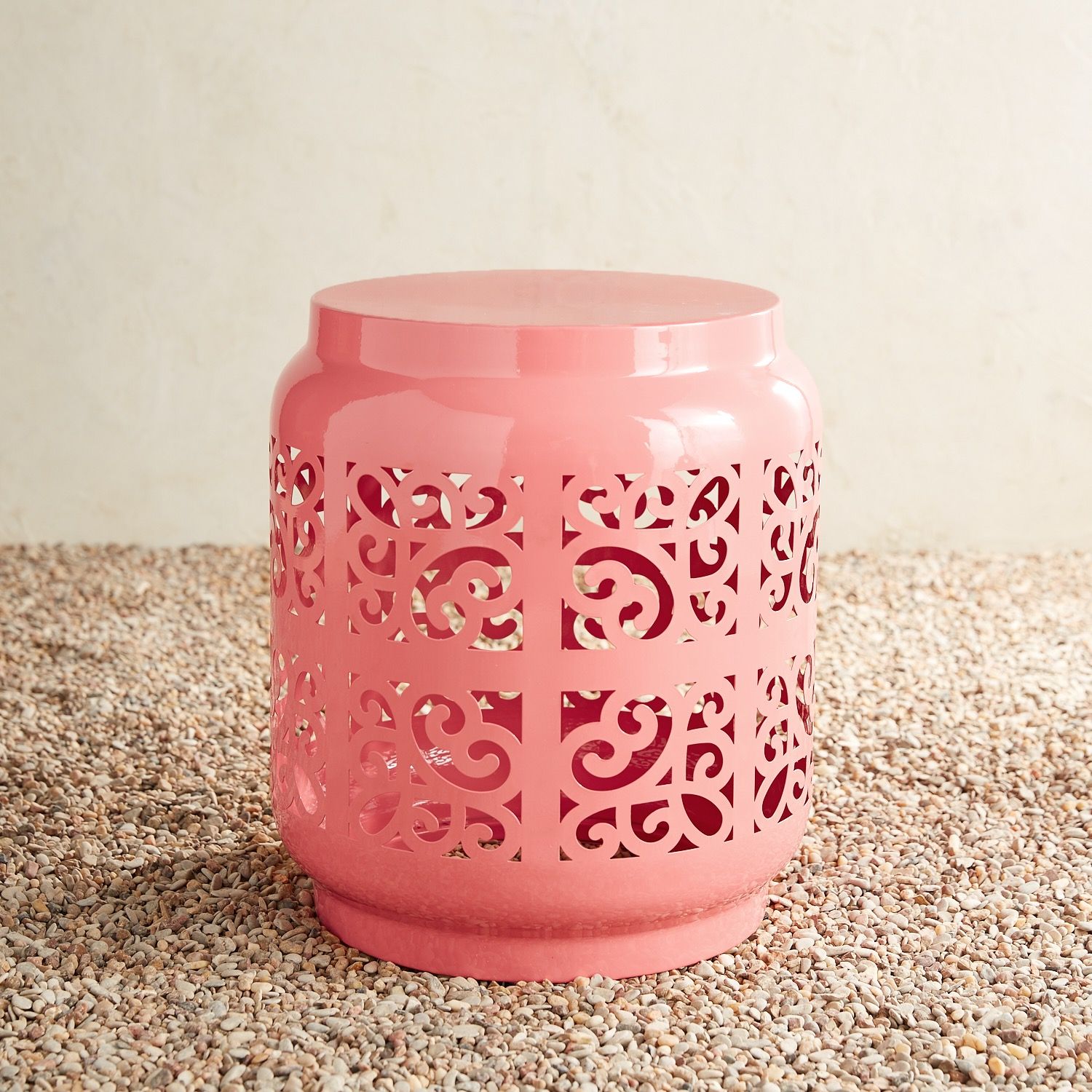 coral metal eyelet accent table pier imports pink outdoor furniture brisbane target storage small desks for spaces victorian occasional bedroom manufacturers giant wall clock