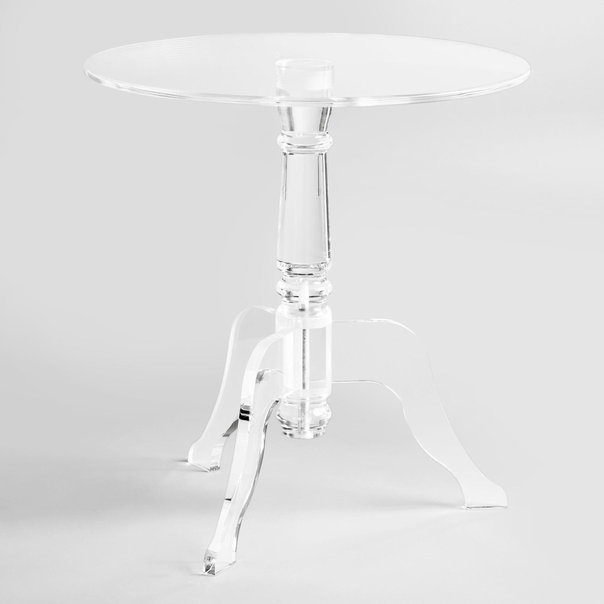 crafted crystal clear acrylic with curvy legs our queen anne accent table style side versatile for any room pair one chairs the wedding covers garden set silver lamp wood and