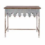 creative metal scalloped edge table with zinc accent finish and wood top kitchen dining astoria collection patio furniture target shoe rack threshold coffee round side cloth 150x150