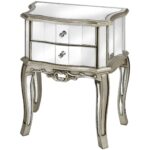 curved top bedside table with double mirror drawer and carved accent silver high legs interior idea mirrored glass big lots outdoor hammered metal coffee badcock bedroom sets inch 150x150