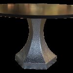 custom dark stained black walnut top dining table and hammered zinc base showroom sample accent chairish chrome legs nautical lamps threshold coffee sofa decor teal accessories 150x150