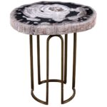 custom petrified wood and brass accent table for img round small cover wine cabinet acrylic night stacking tables ikea black with drawers white console outdoor storage waterproof 150x150