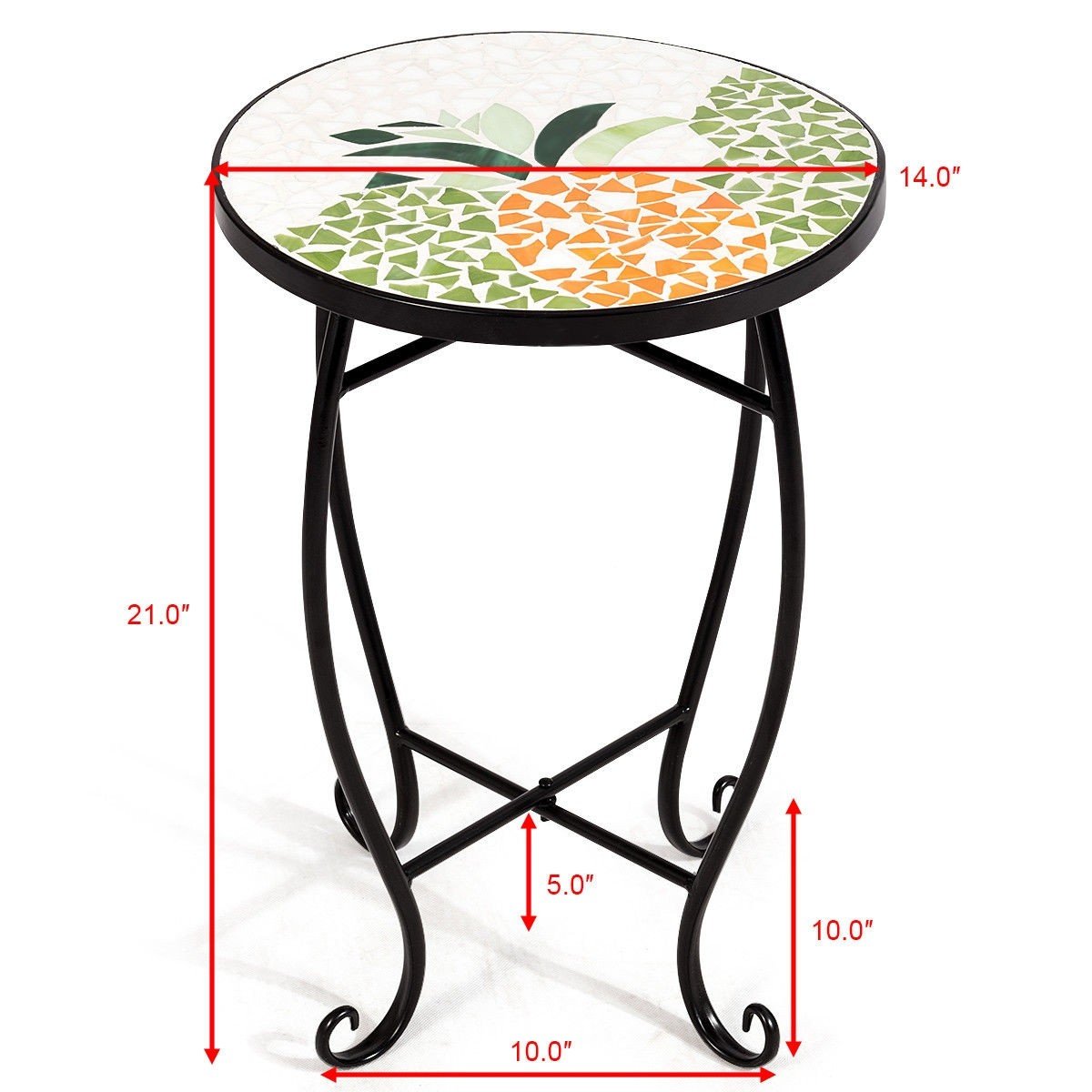 custpromo mosaic accent table metal round side garden plant stand cobalt glass top indoor outdoor patio sweet pineapple kitchen end marble style couch back furniture ikea high