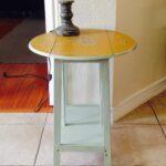 cutest little antique folding accent table stand rustic sage over metal linen beautiful stenciling top plastic outdoor end wood and iron coffee sets homemade home goods furniture 150x150