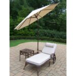 dakota cast aluminum lounge set with cushioned wheeled chaise square side table and beige umbrella stand outdoor free shipping today tall metal end black glass living room tables 150x150