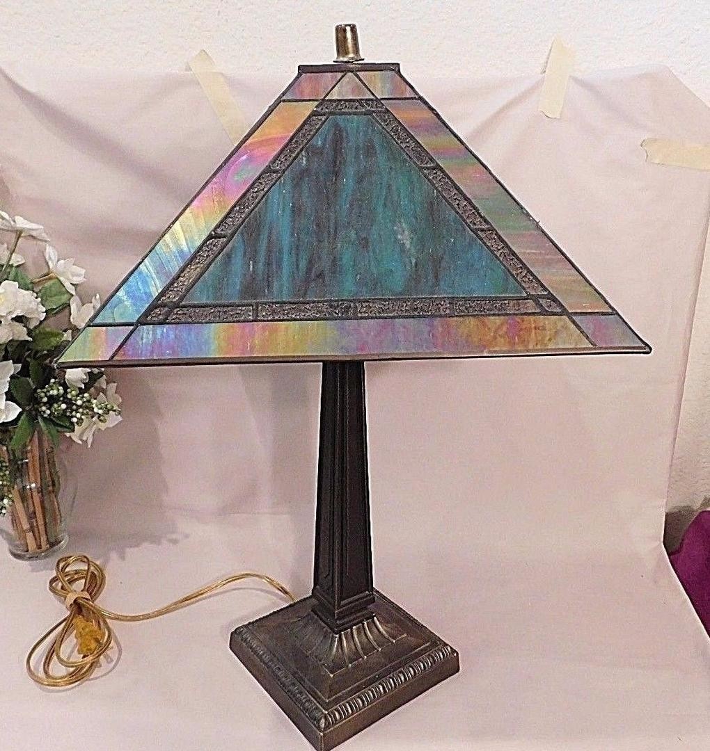 dale tiffany table lamp bronze base turquoise slag iridescent accent lamps accents high end designer outdoor wicker coffee with glass top round tables rhinestone handmade runner