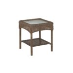 danish modern end table with woven rattan shelf trioh marble martha stewart living charlottetown brown all weather outdoor wicker side round glass top room essentials desk stained 150x150