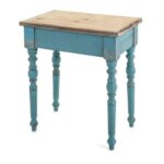 dark aqua blue and light sandy brown distressed fir decorative accent table west elm carpets wine cart clear acrylic outside patio furniture rustic white console round wood coffee 150x150