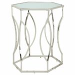 davlin hexagonal metal frosted glass accent end table inspire bold free shipping today target cabinet room essentials side west elm dining set armchair unfinished round small sofa 150x150