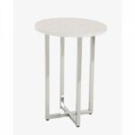 decmode modern inch white polystone round accent table enticing stainless steel ikea patio coastal inspired chandeliers dale tiffany wisteria lamp garden box wood end with glass 150x150